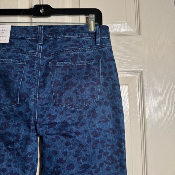 Talbots Navy Blue Leopard Patterned Skinny Jeans Size 2 - Picture 5 of 13